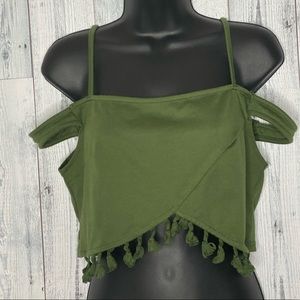 Charlotte Russe Olive Green Crop Tank Top, L